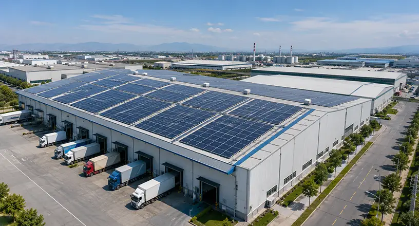 Area industri dengan panel surya